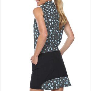 Belyn Key Onyx Moonstruck Floral Ruffle Golf Skort UPF 50